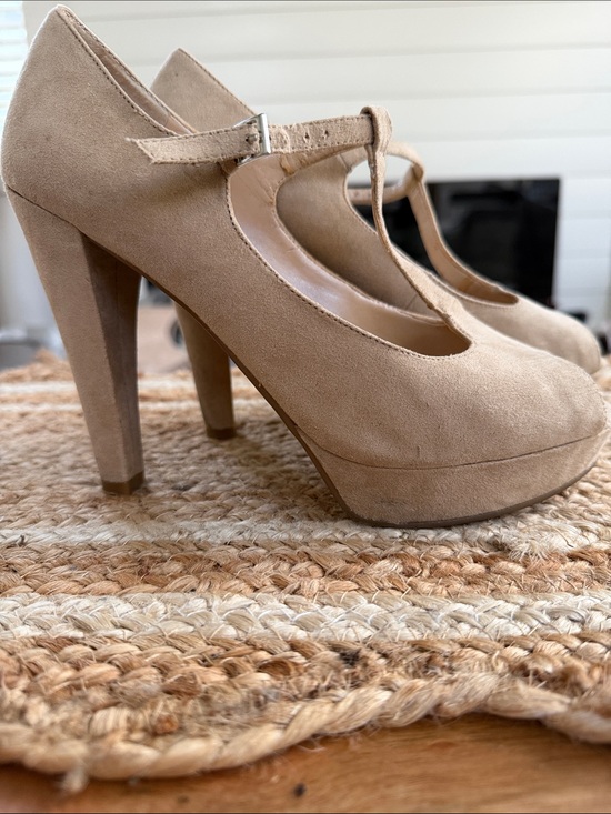 Marc Fisher Shoes - Marc Fisher Suede T-Strap High Heel Open Toe Platform Pumps
